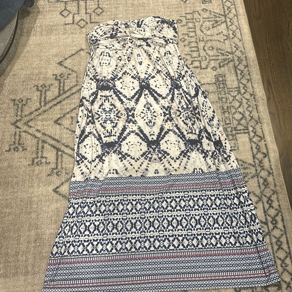 Soma Maxi Dress L Strap Shelf Bra Boho Printed Beach Resort Vacation